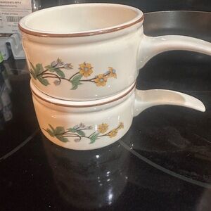 Charming Floral Cream Mugs with Handles